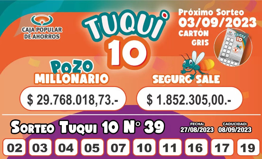 Tuqui 10: cómo salió el sorteo del domingo 27 de agosto