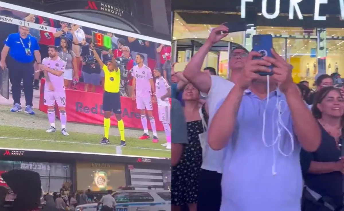 El inédito y masivo festejo del gol de Messi en el Times Square de Nueva York