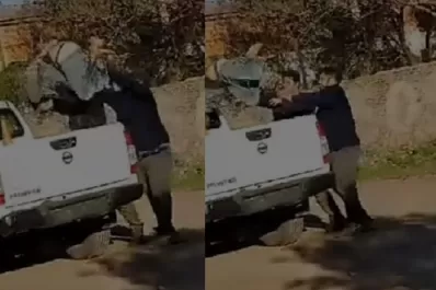 Video: atraparon a un ladrón, lo ataron y lo tiraron en la caja de un patrullero