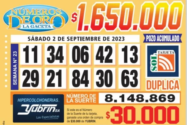 Los Números de Oro de LA GACETA del 2 de septiembre de 2023