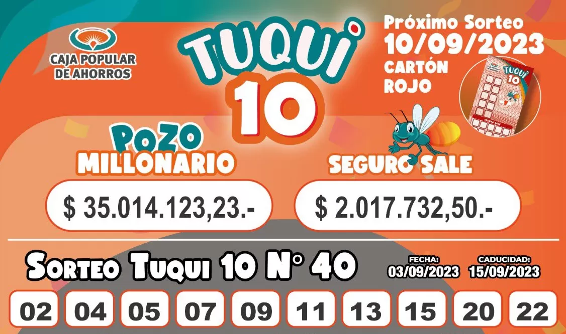 Tuqui 10: cómo salió el sorteo del domingo 3 de septiembre