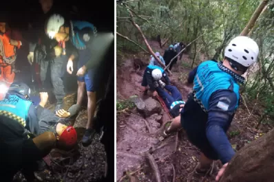 Rescatan a un alumno accidentado en la cascada de Aguas Chiquitas