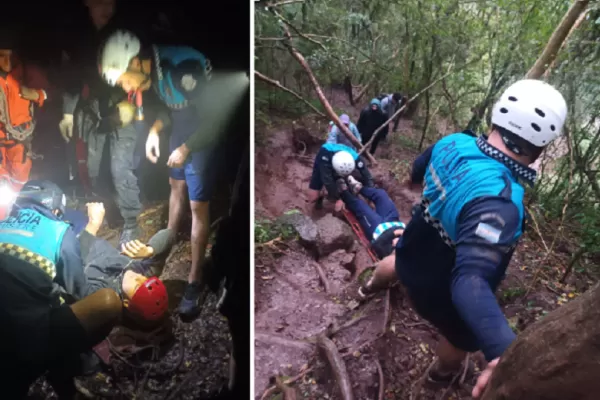 Rescatan a un alumno accidentado en la cascada de Aguas Chiquitas