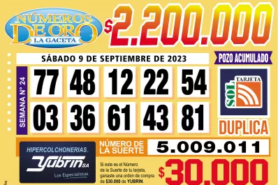 Los Números de Oro de LA GACETA del 9 de septiembre de 2023