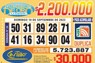 Los Números de Oro de LA GACETA del 10 de septiembre de 2023