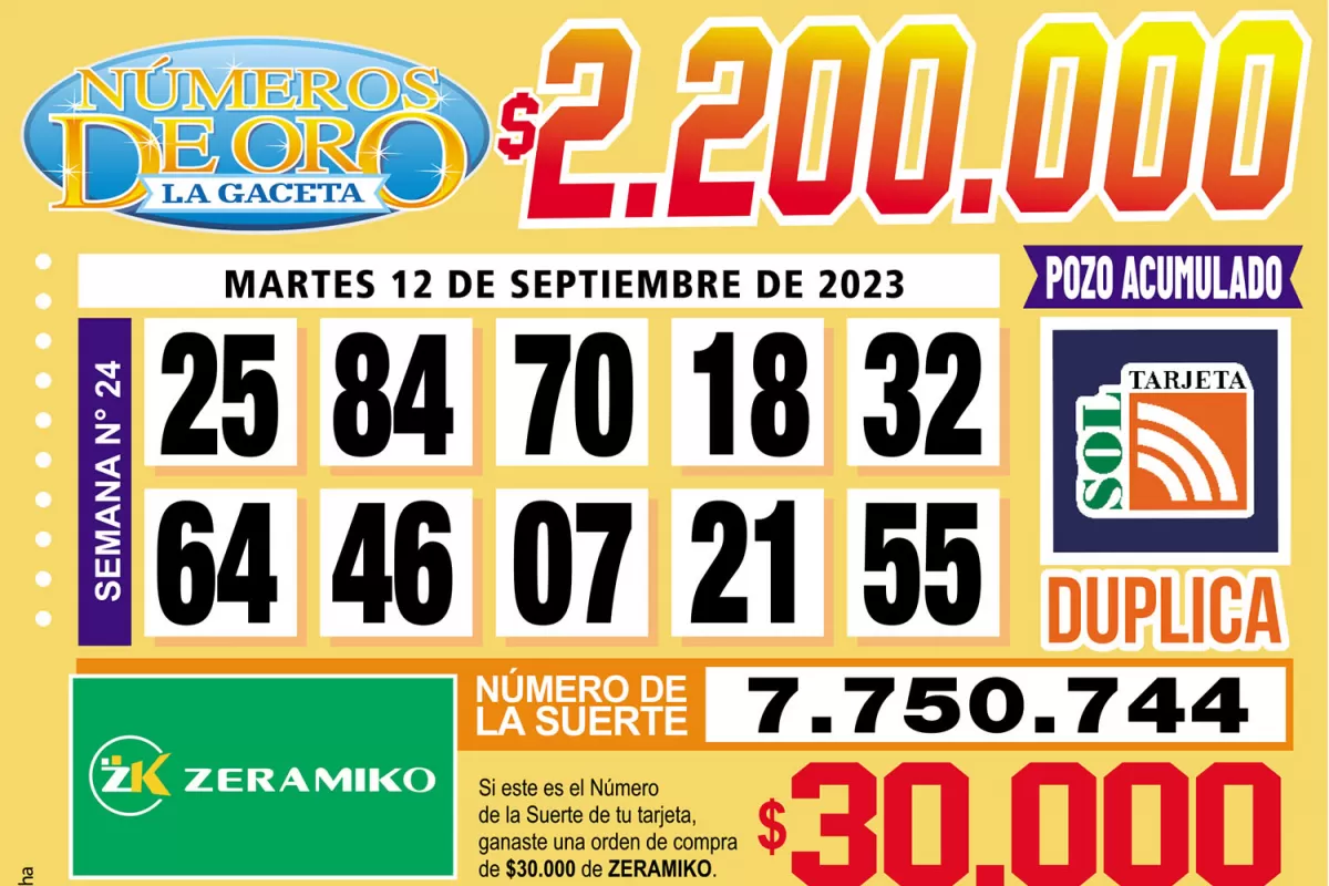 Los Números de Oro de LA GACETA del 12 de septiembre de 2023