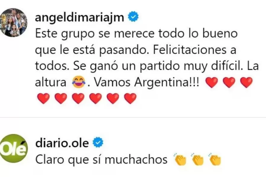 La respuesta de Jorgelina Cardoso al comentario de un diario en el posteo de Di María.