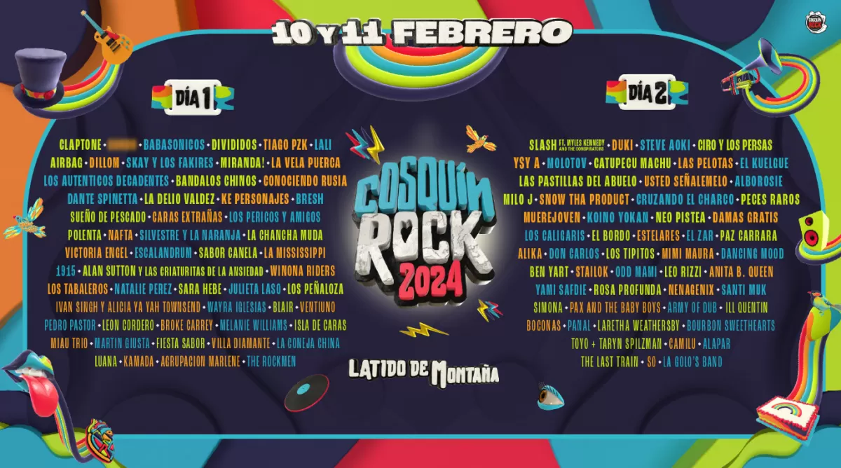 Cartelera del Cosquín Rock.