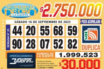 Los Números de Oro de LA GACETA del 16 de septiembre de 2023