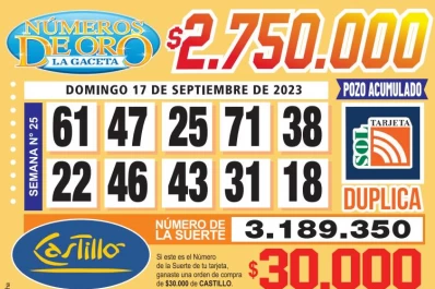 Los Números de Oro de LA GACETA del 17 de septiembre de 2023