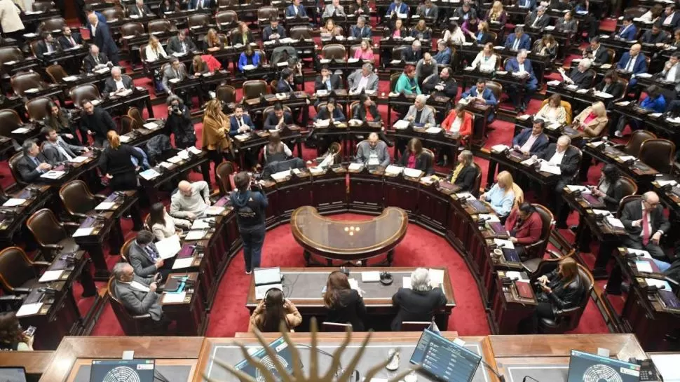 RESPALDO. La Libertad Avanza votó en conjunto con el kirchnerismo. En las gradas, Sergio Massa celebró la aprobación del proyecto  