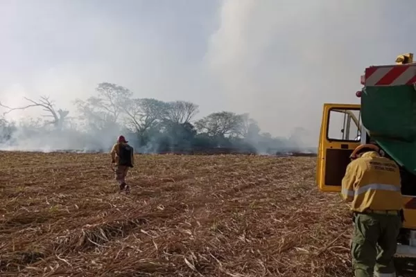 En Ranchillos combatieron un incendio de rastrojos de caña