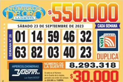 Los Números de Oro de LA GACETA del 23 de septiembre de 2023