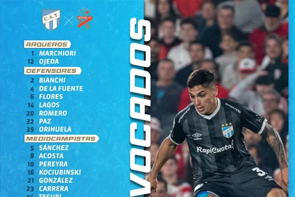 La dupla confirmó los concentrados de Atlético Tucumán para recibir a Arsenal