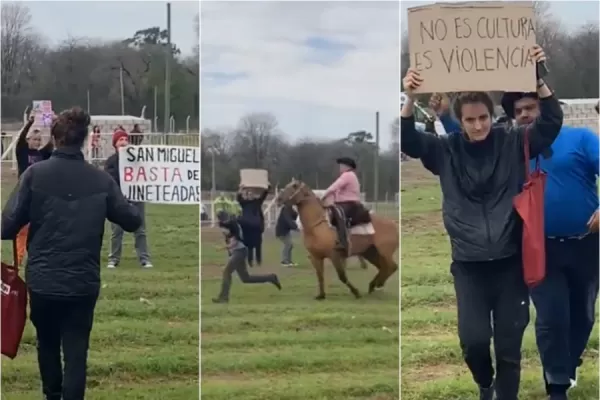 Video: jinetes atacaron a rebencazos a proteccionistas que manifestaban contra el maltrato animal