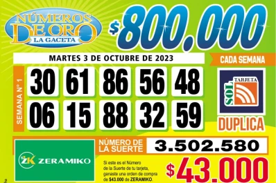 Los Números de Oro de LA GACETA del 3 de octubre de 2023