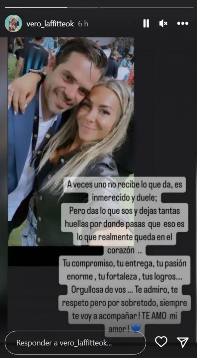 RESPALDO. Laffite subió una historia a su cuenta de Instagram.