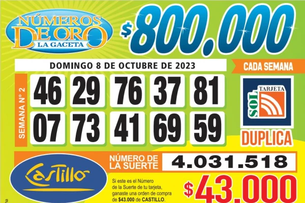 Los Números de Oro de LA GACETA del 8 de octubre de 2023