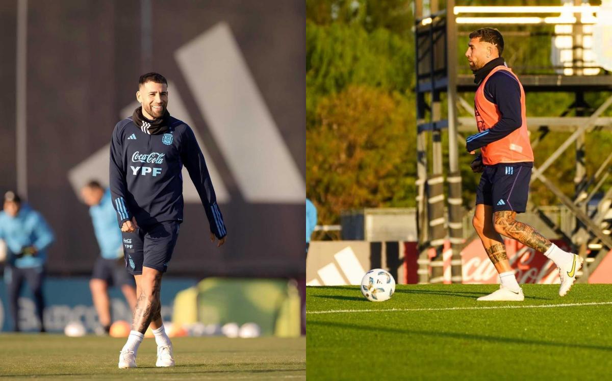 Nicolás Otamendi en los entrenamientos de la Selección.