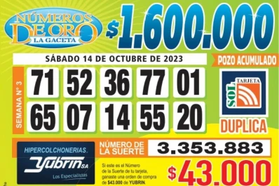 Los Números de Oro de LA GACETA del 14 de octubre de 2023
