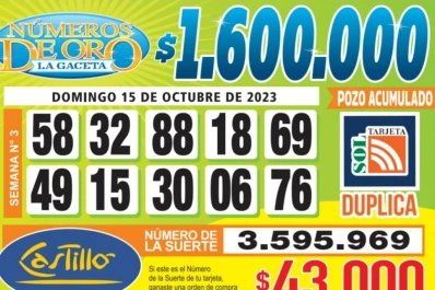 Los Números de Oro de LA GACETA del 15 de octubre de 2023