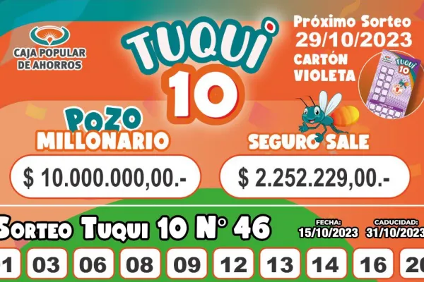 Tuqui 10: el sorteo del domingo tuvo un ganador del pozo acumulado