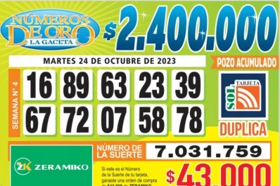 Los Números de Oro de LA GACETA del 24 de octubre de 2023