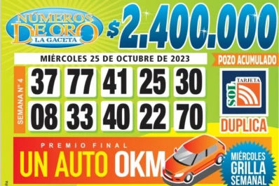 Los Números de Oro de LA GACETA del 25 de octubre de 2023