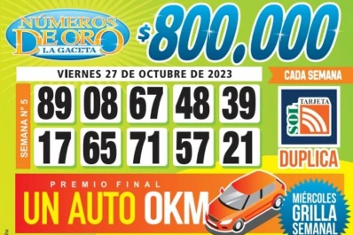 Los Números de Oro de LA GACETA del 27 de octubre de 2023