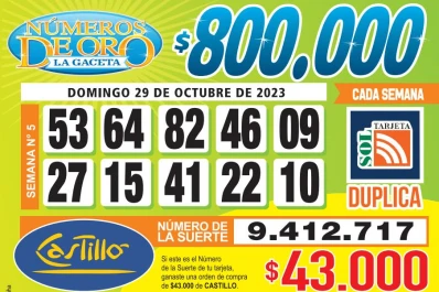 Los Números de Oro de LA GACETA del 29 de octubre de 2023