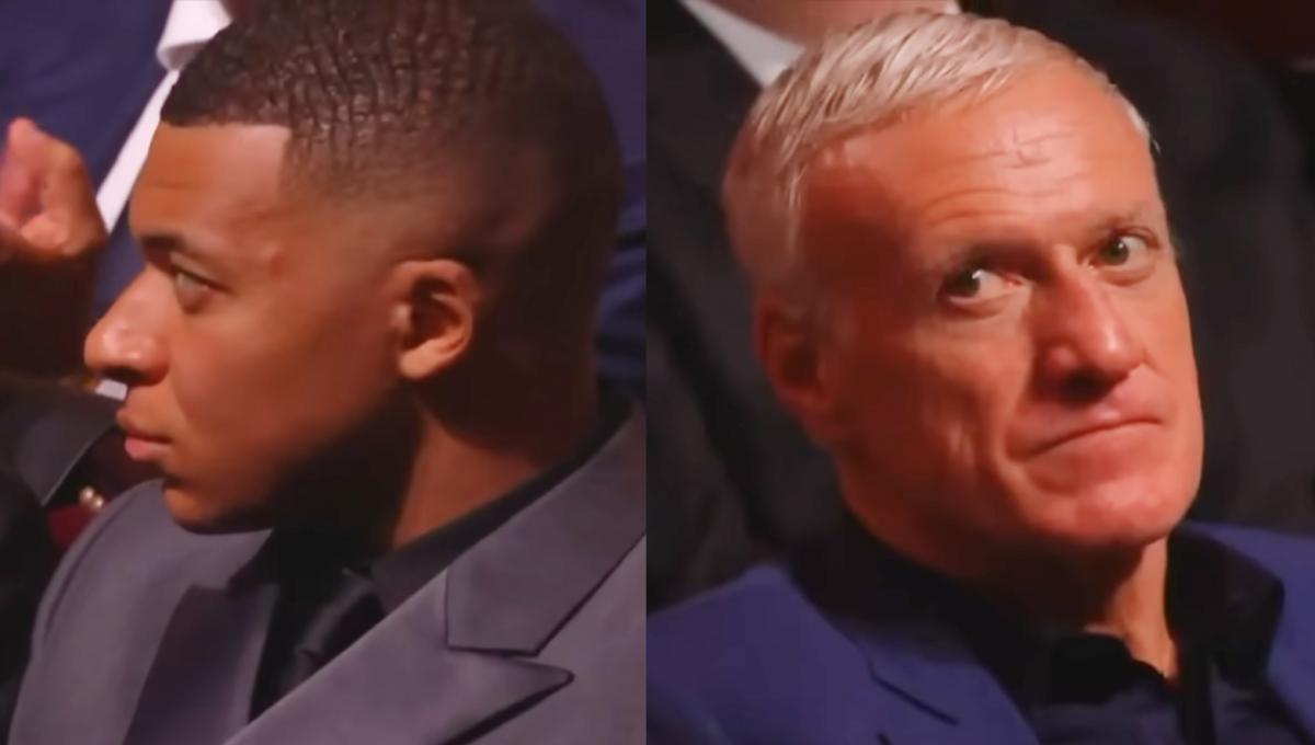 Balón de Oro: el incómodo momento de Mbappe y Deschamps cuando mostraron la atajada del “Dibu”