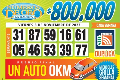 Los Números de Oro de LA GACETA del 3 de noviembre de 2023