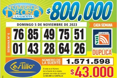 Los Números de Oro de LA GACETA del 5 de noviembre de 2023