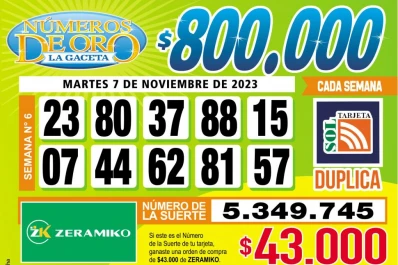 Los Números de Oro de LA GACETA del 7 de noviembre de 2023