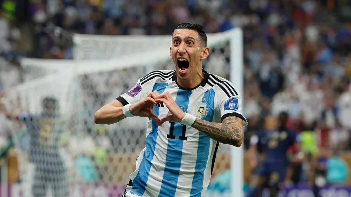 EUFÓRICO. Di María celebra el segundo tanto ante Francia, en la final del Mundial Qatar 2022. FOTO DE DEPORTESTVC.