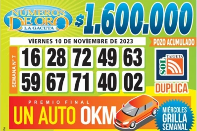 Los Números de Oro de LA GACETA del 10 de noviembre de 2023