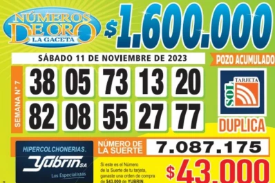 Los Números de Oro de LA GACETA del 11 de noviembre de 2023