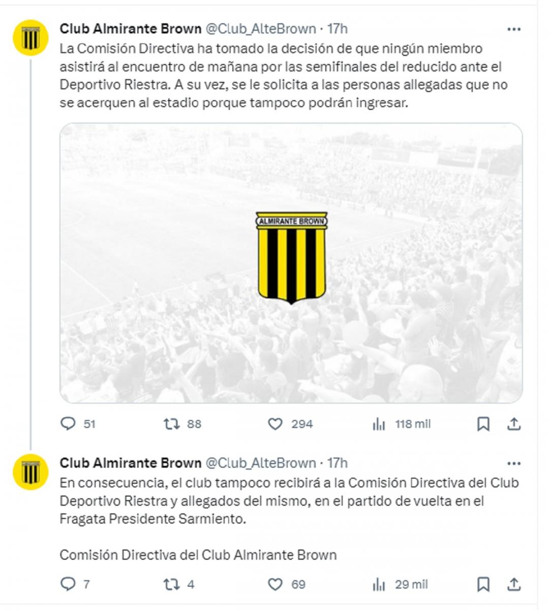 Le pone “picante” a la semifinal: el duro comunicado de Almirante Brown