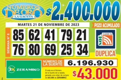 Los Números de Oro de LA GACETA del 21 de noviembre de 2023