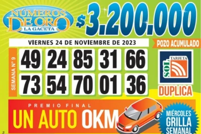 Los Números de Oro de LA GACETA del 24 de noviembre de 2023