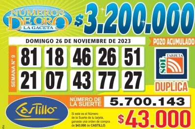 Los Números de Oro de LA GACETA del 26 de noviembre de 2023