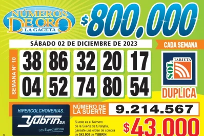 Los Números de Oro de LA GACETA del 2 de diciembre de 2023