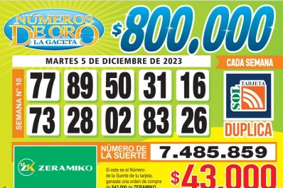 Los Números de Oro de LA GACETA del 5 de diciembre de 2023