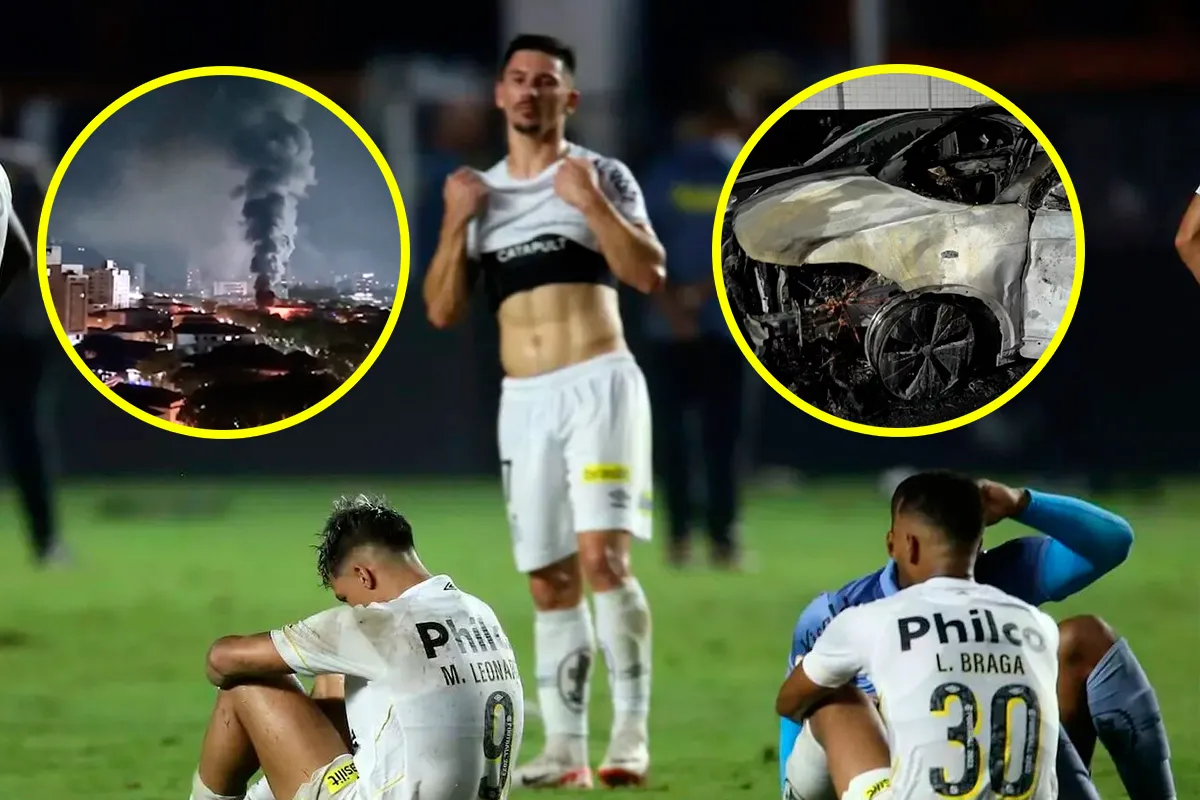 DESCONTROL. Los fanáticos de Santos prendieron fuego en las inmediaciones del estadio.