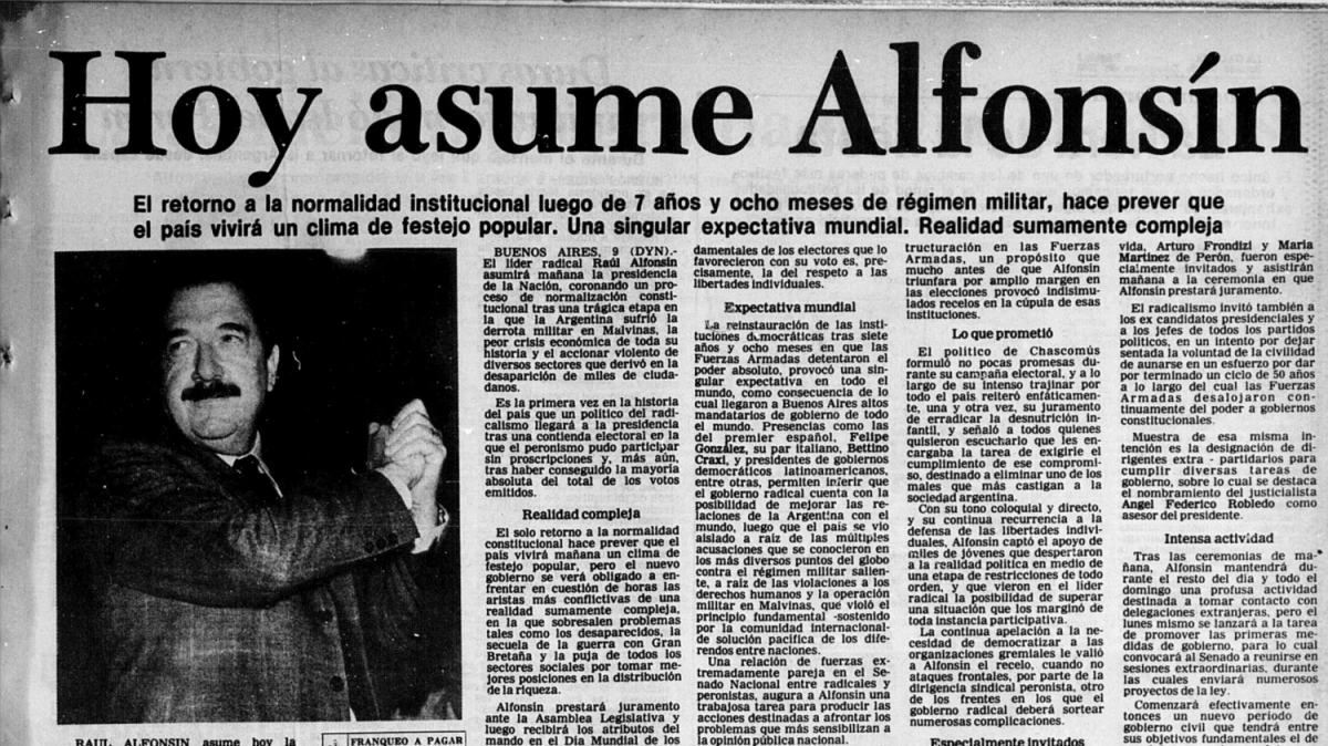 Asi fue la edición impresa de LA GACETA el día del regreso de la democracia