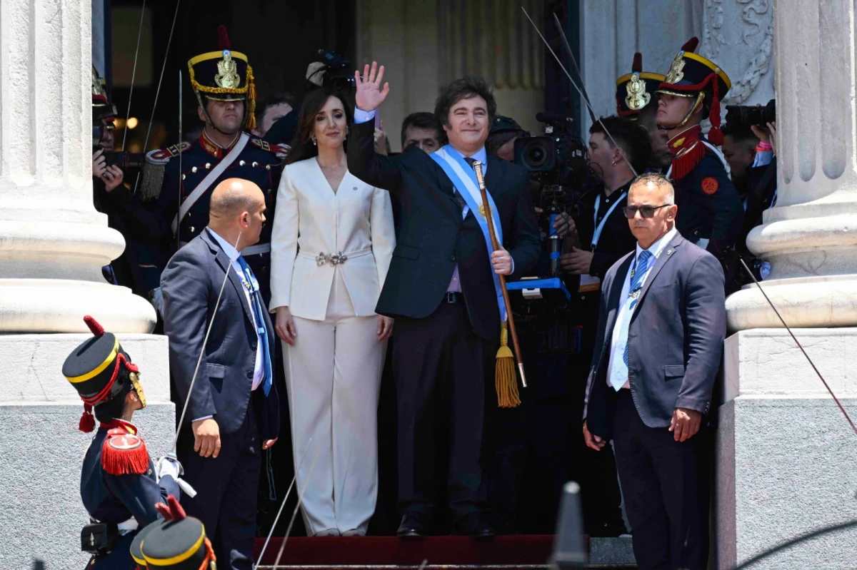 NUEVO PRESIDENTE. Milei, luego de jurar en el Congreso de la Nación. AFP