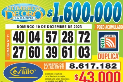 Los Números de Oro de LA GACETA del 10 de diciembre de 2023