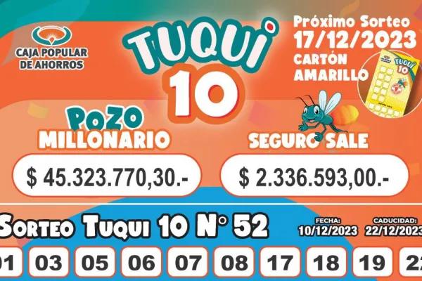 Tuqui 10: cómo salió el sorteo del domingo 10 de diciembre