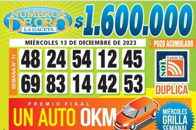 Los Números de Oro de LA GACETA del 13 de diciembre de 2023