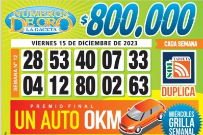 Los Números de Oro de LA GACETA del 15 de diciembre de 2023
